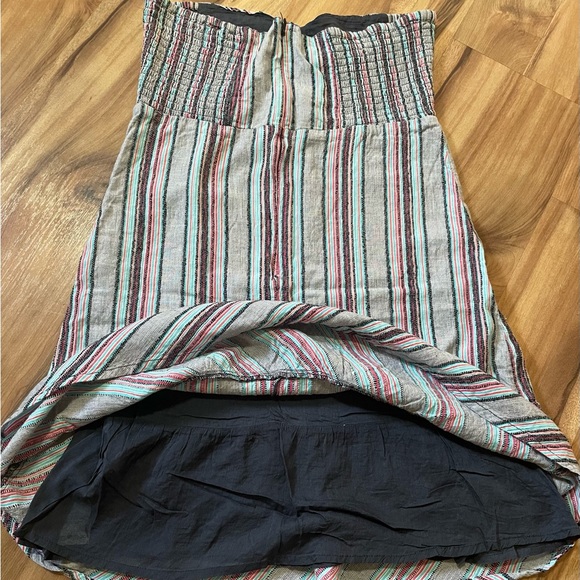 Y2K 2011 Roxy Strapless Mini Dress. Side Shirred Sweetheart Neckline-Boho Surf - Picture 7 of 8